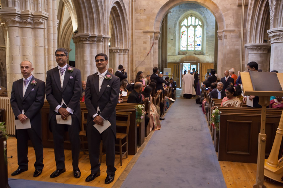 groom waiting for bride in st mary de haura church Shoreham